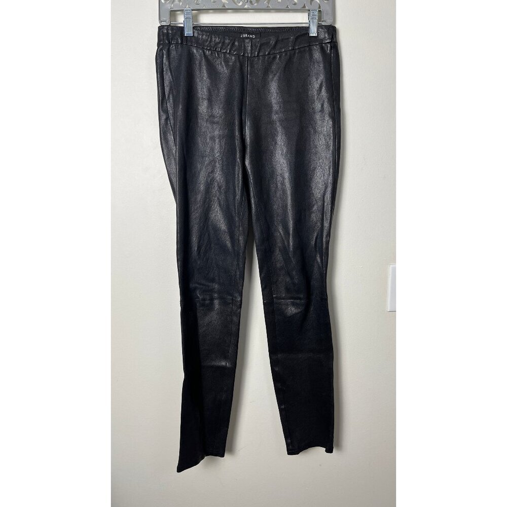 J BRAND BLACK LEATHER PLONGE LEGGINGS 29 - Picture 2 of 6